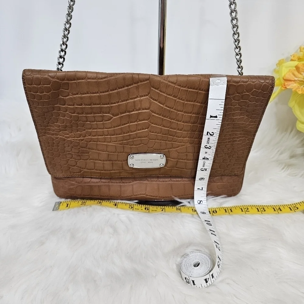 Michael kors brown Croc Embossed leather sloand shoulder bag - Picture 3 of 12
